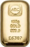 100G Abc Cast Gold Bar 9999 Purity